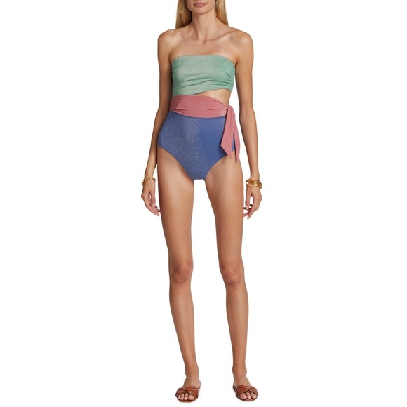Zimmermann Lurex Cutout Scarf Tie One-Piece Swimsuit - Picture 11 of 14